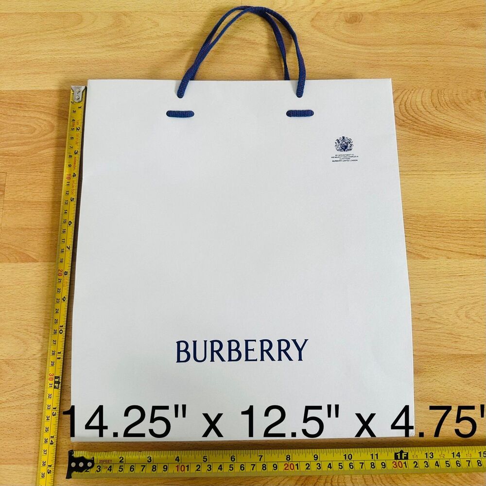 Burberry Paper Shopping Bag - white small, 14.25" x 12.5" x 4.75"